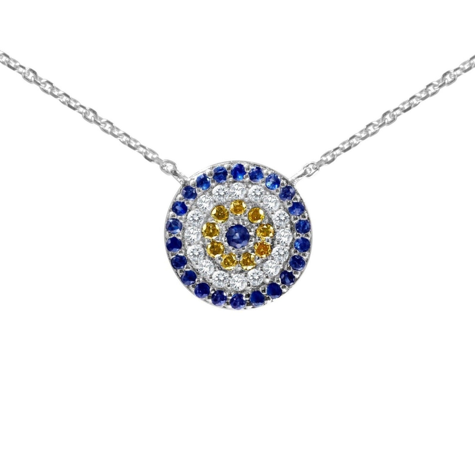 14k fashion white gold evil eye pendant