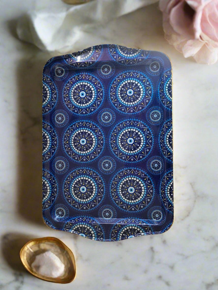 12x8 Blue Circlular Evil Eye Tray