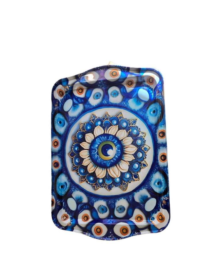 12x8 Blue Floral Evil Eye Tray