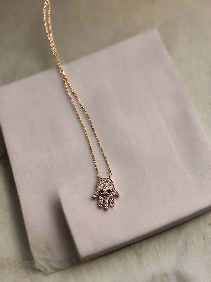 Diamond Hamsa on an Adjustable Chain