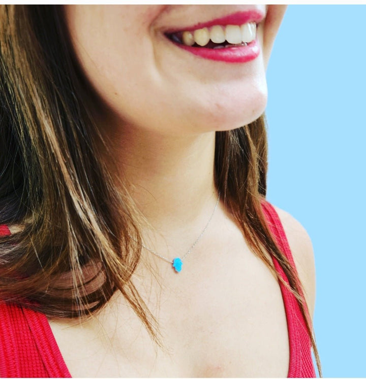 Blue Opal Hamsa Necklace