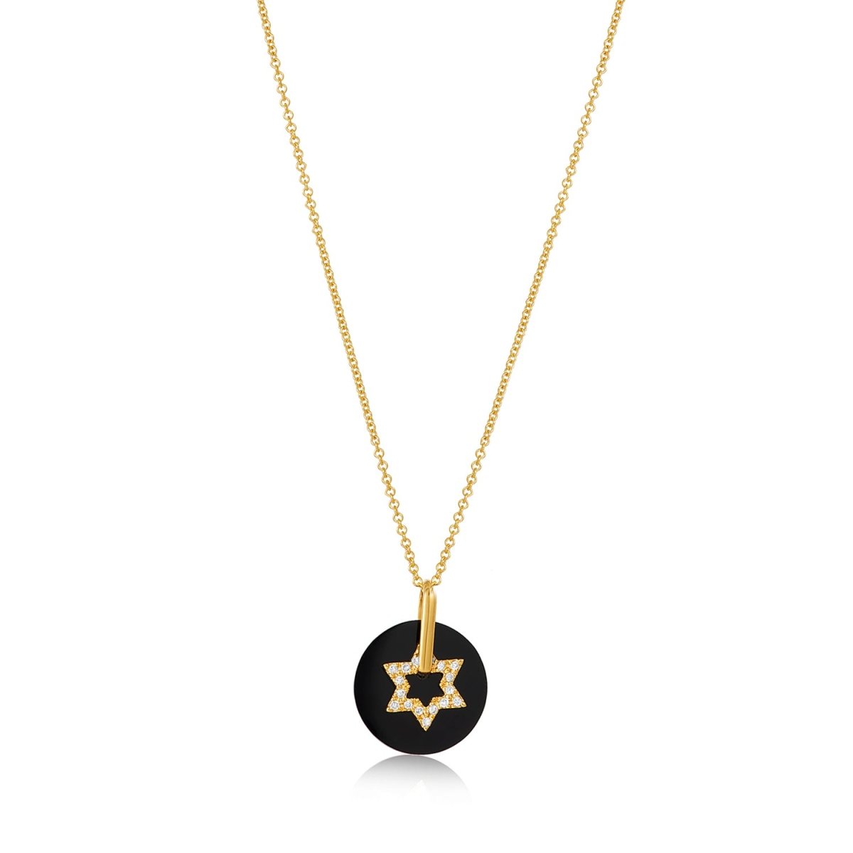Black Onyx and Diamond Jewish Star Necklace