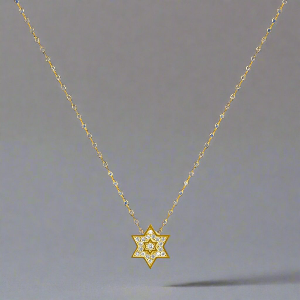 Pave Diamond - Like Jewish Star Necklace