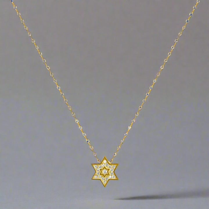 Pave Diamond - Like Jewish Star Necklace