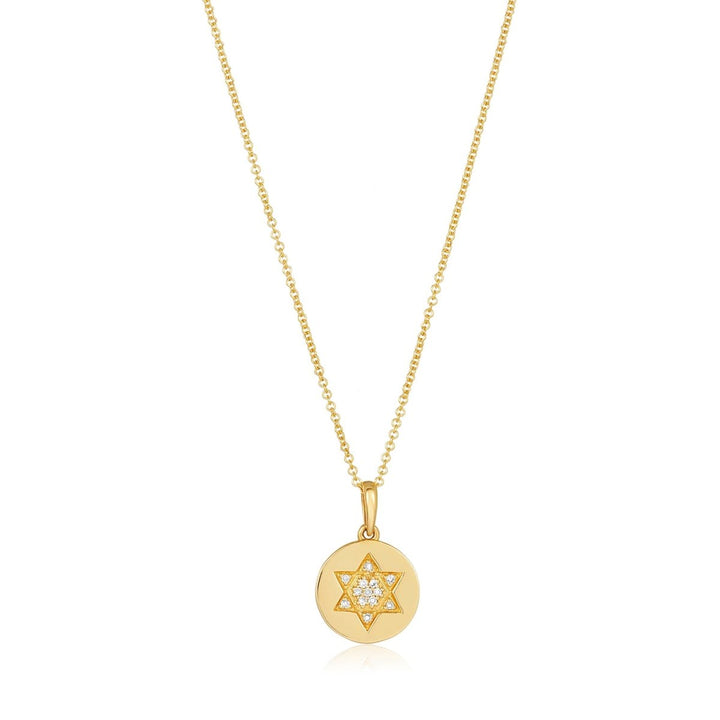 Round Jewish Star 14k Gold with Diamonds for Women and Girls