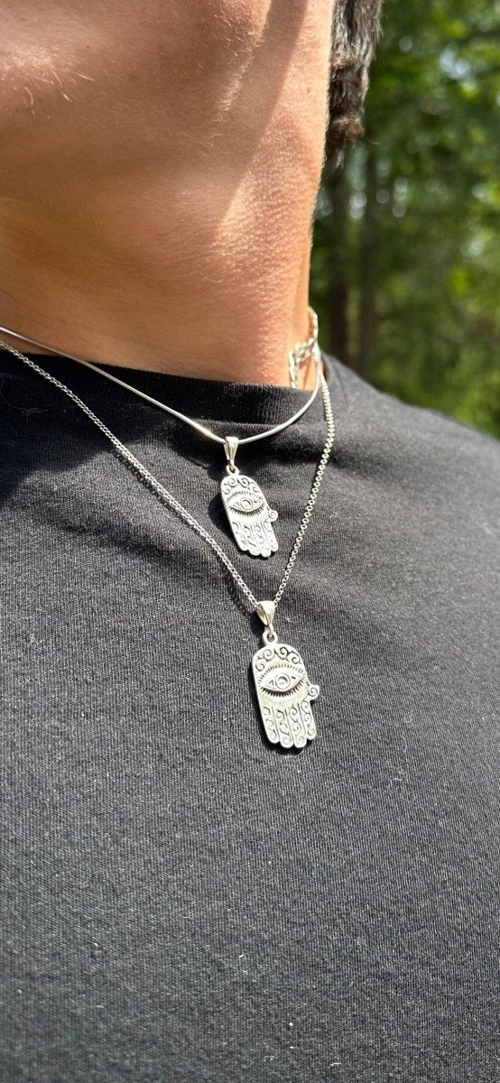 Hamsa Charm Necklace in Sterling Silver