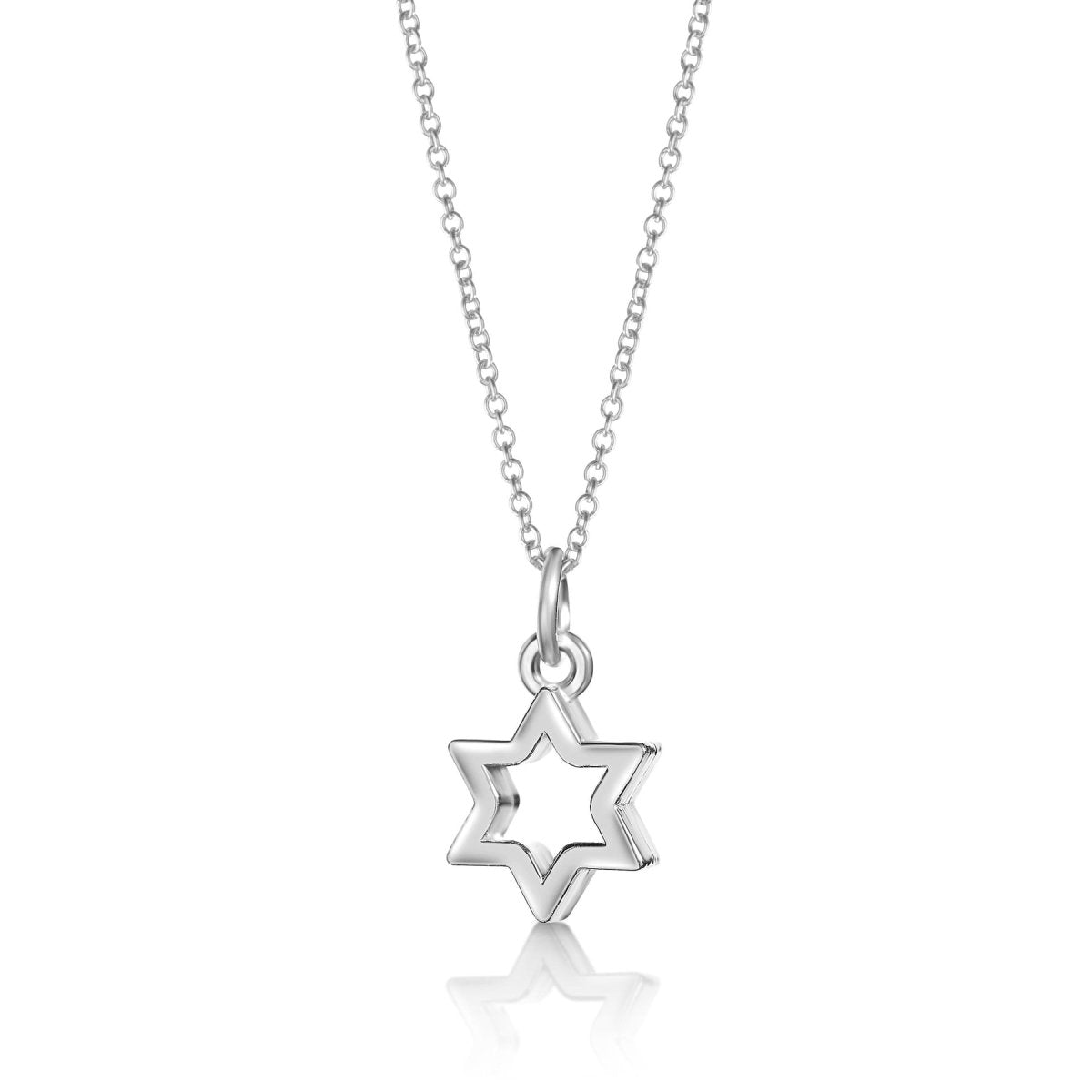 Silver Star of David Necklace | Silver Box Chain