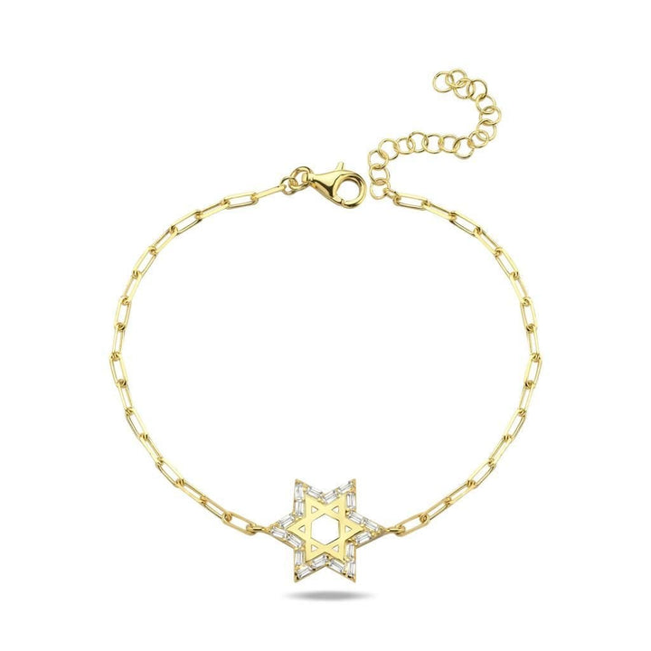 Star of David Baguette Bracelet in Silver or Gold