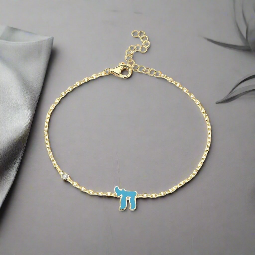 Chai Hebrew Bracelet in Pink or Blue for Girls and Women