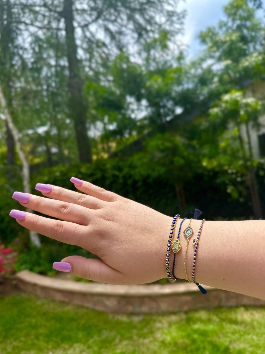 Evil Eye Bracelet with Blue Cubic Zirconia Stones