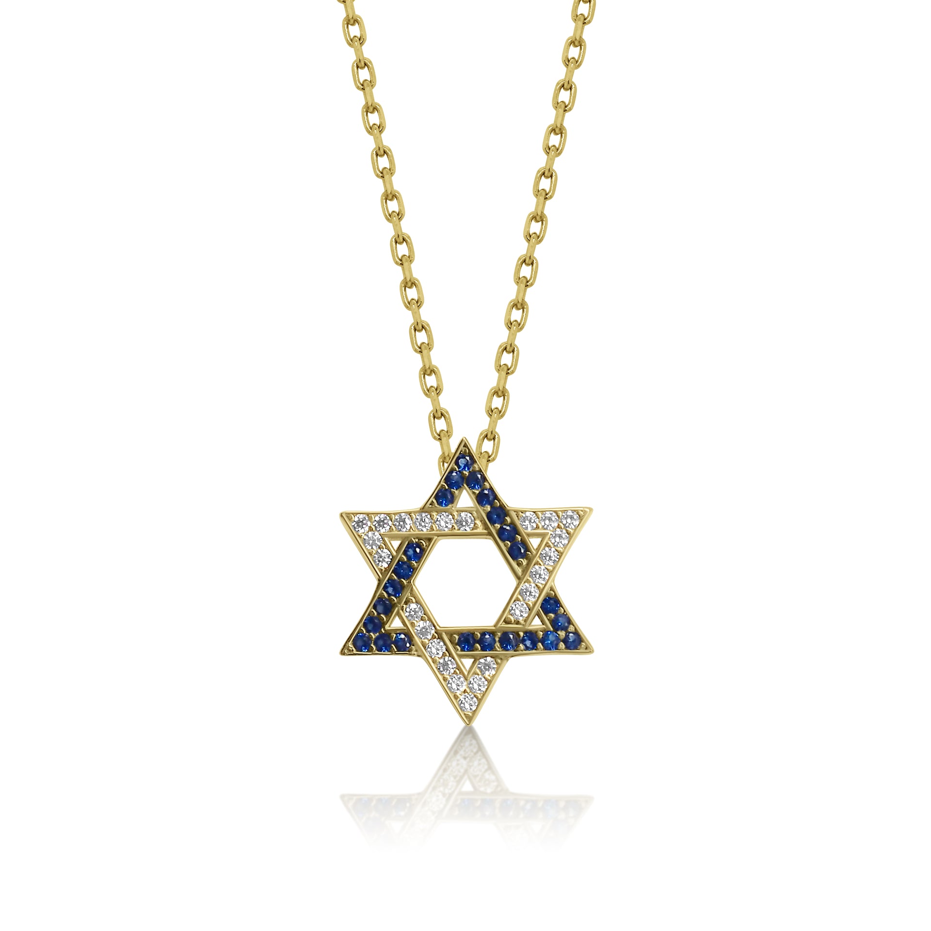 blue and white star of david necklace