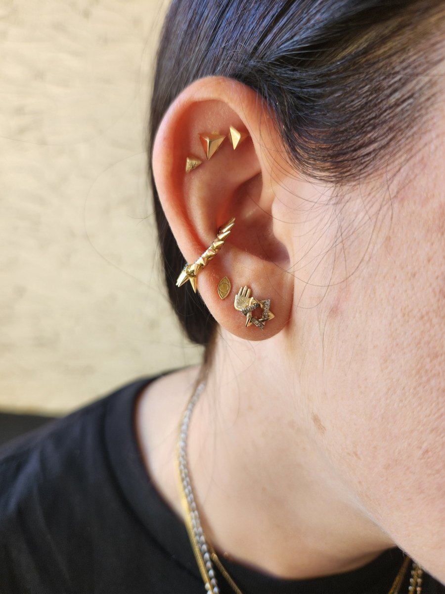 Star Earrings in 14k Gold and Diamonds