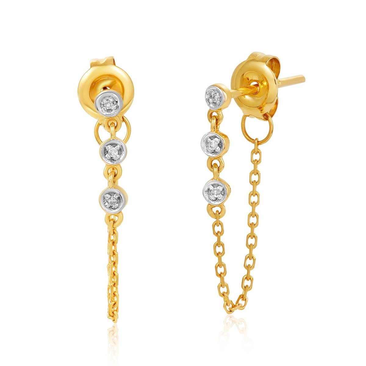 Earrings | Chain and Diamonds in 14k Gold