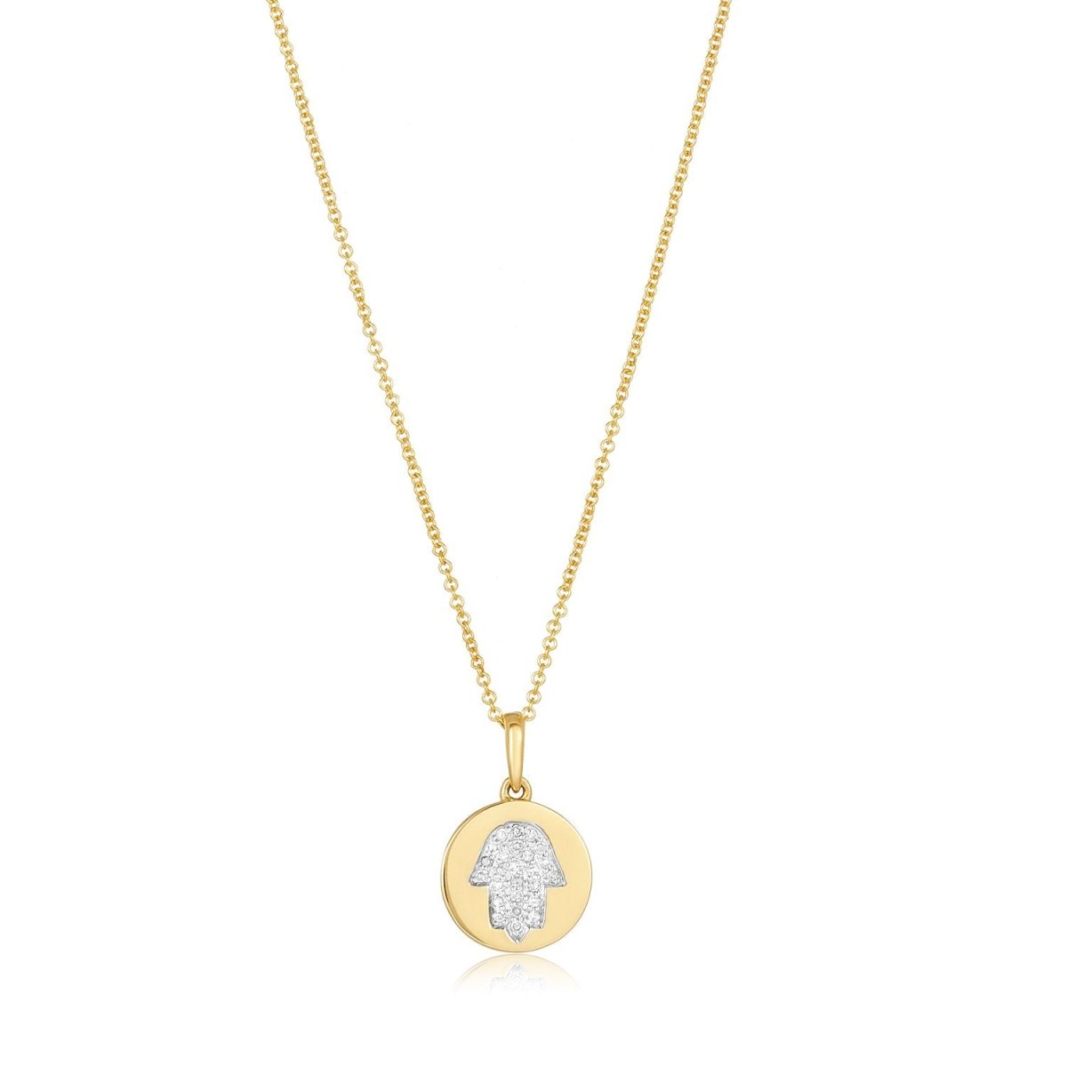 Diamond and Gold Hamsa of Blessing Necklace