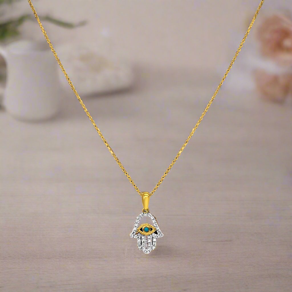 14k Gold Lucky Hamsa and Protective Evil Eye Charm