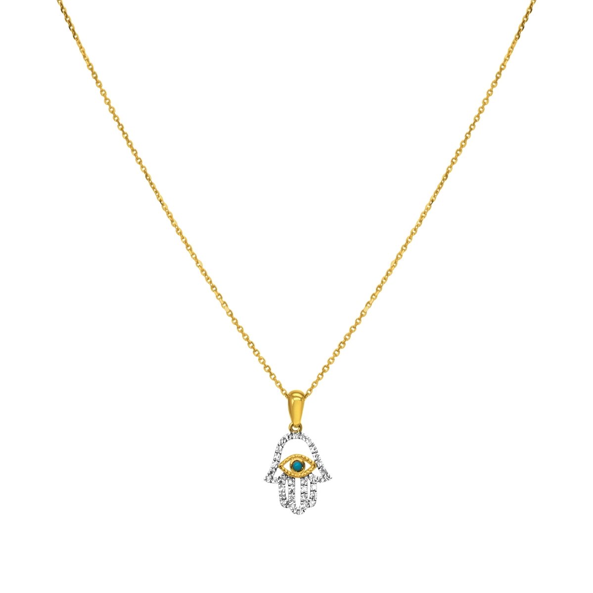 14k Gold Lucky Hamsa and Protective Evil Eye Charm