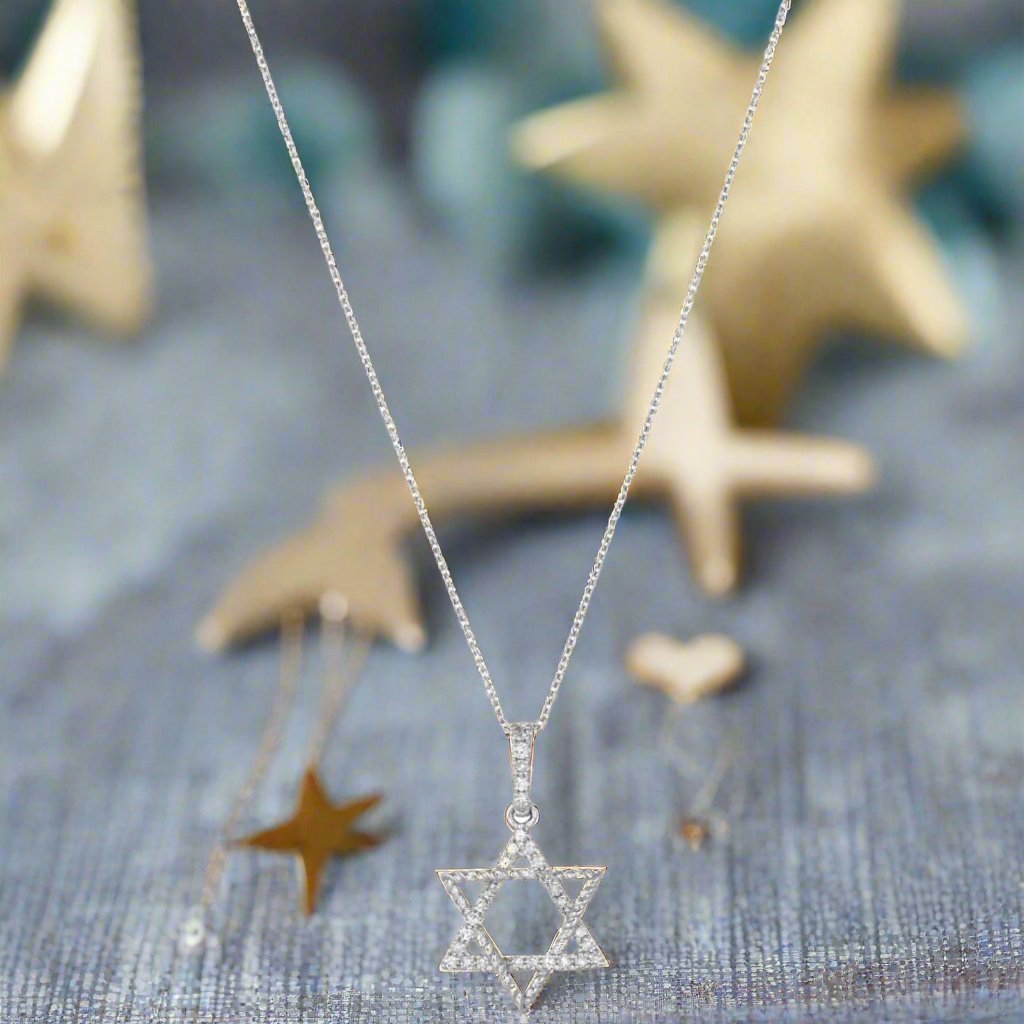 Diamond Jewish Star with More Diamonds 14k Gold