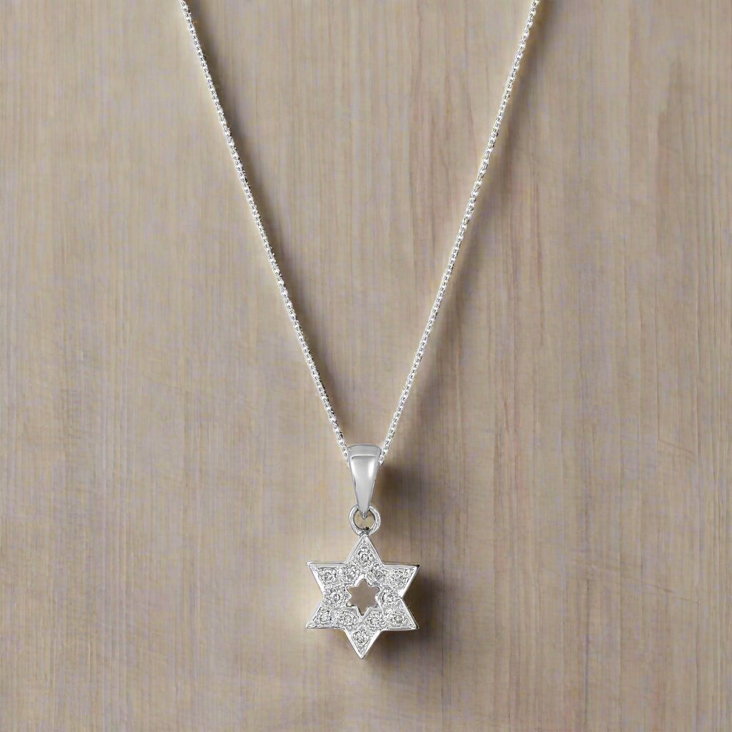 Diamond Jewish Star Pendant | Cut Out Star 14k Gold