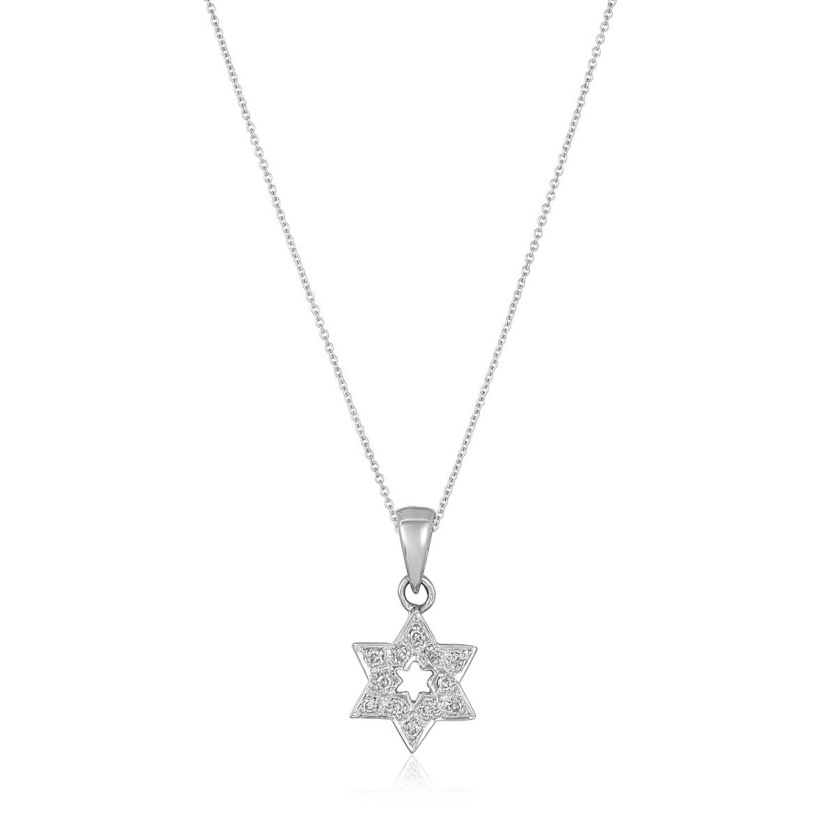 Diamond Jewish Star Pendant | Cut Out Star 14k Gold