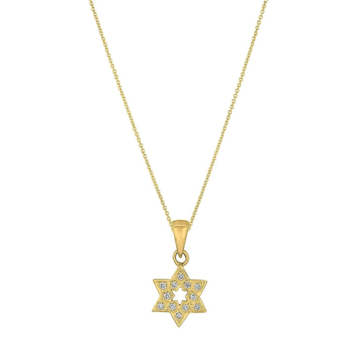 Diamond Jewish Star Pendant | Cut Out Star 14k Gold