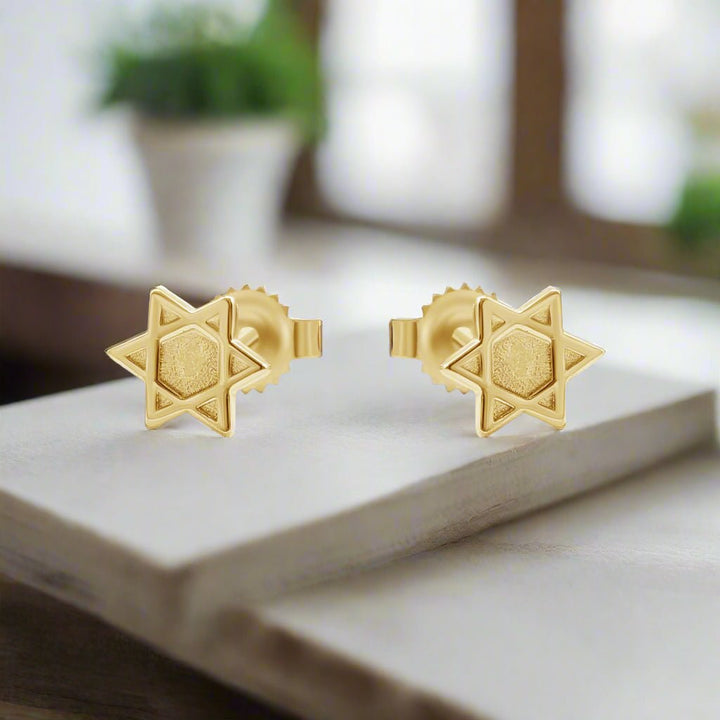 Jewish Star Earrings in 14k Gold