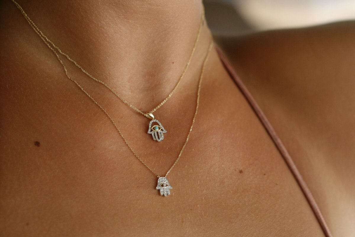 Diamond Hamsa on an Adjustable Chain