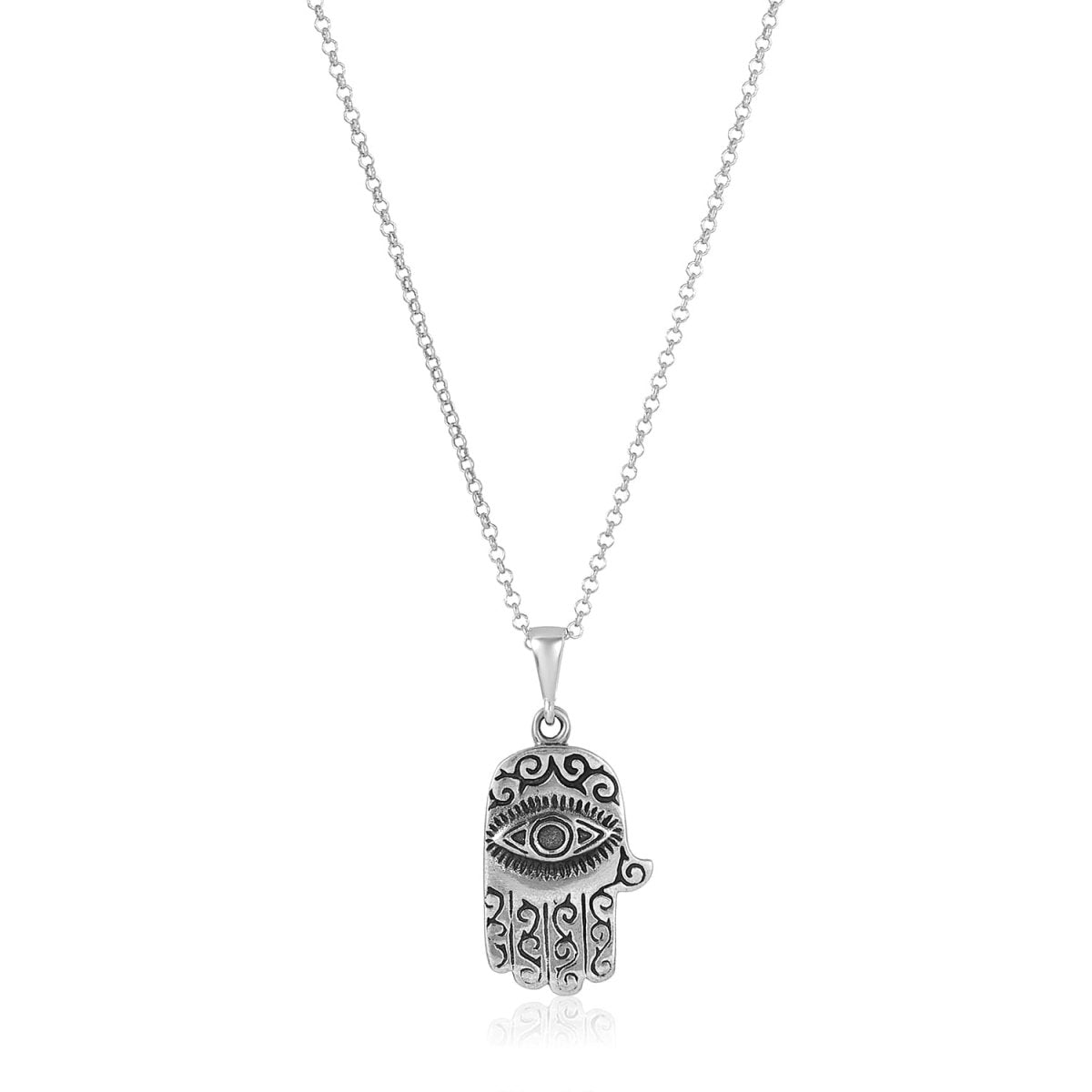 Hamsa Charm Necklace in Sterling Silver
