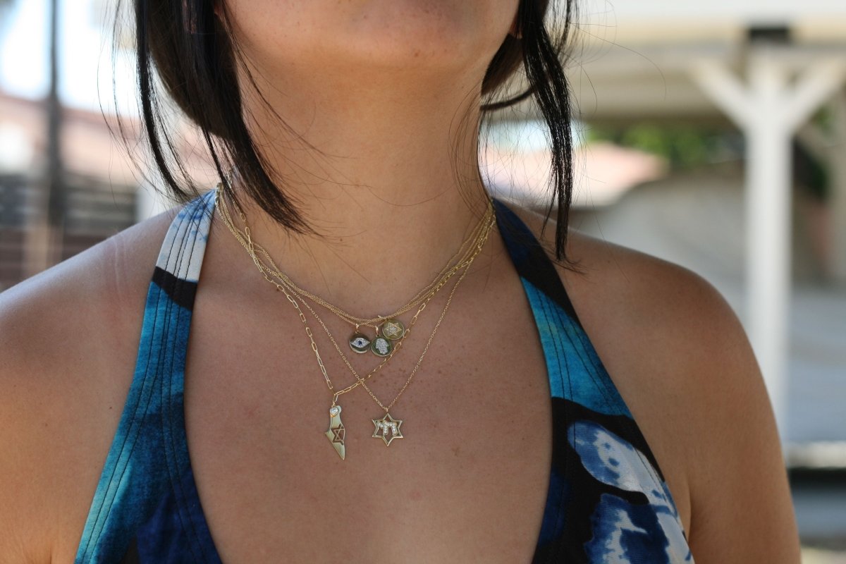 Diamond and Gold Hamsa of Blessing Necklace