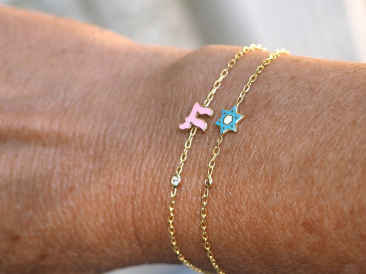 Chai Hebrew Bracelet in Pink or Blue for Girls and Women