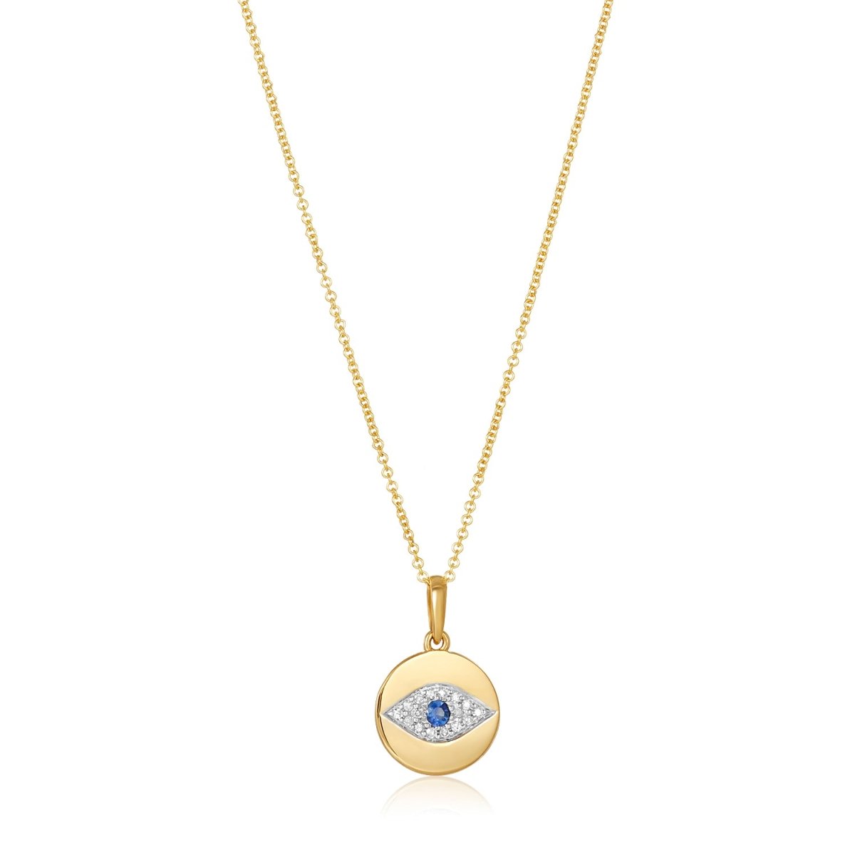 Evil Eye Diamond and Sapphire Pendant in 14k Gold