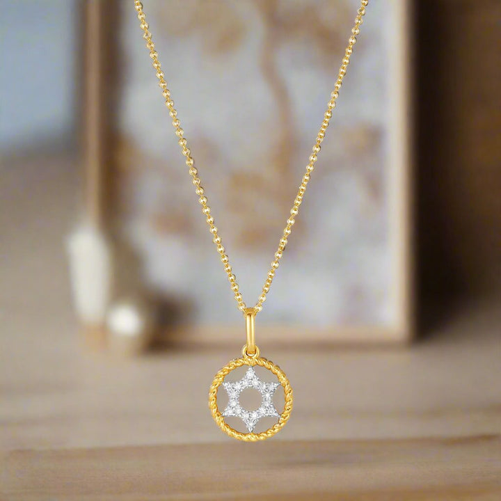 Framed Diamond Jewish Star of David Necklace