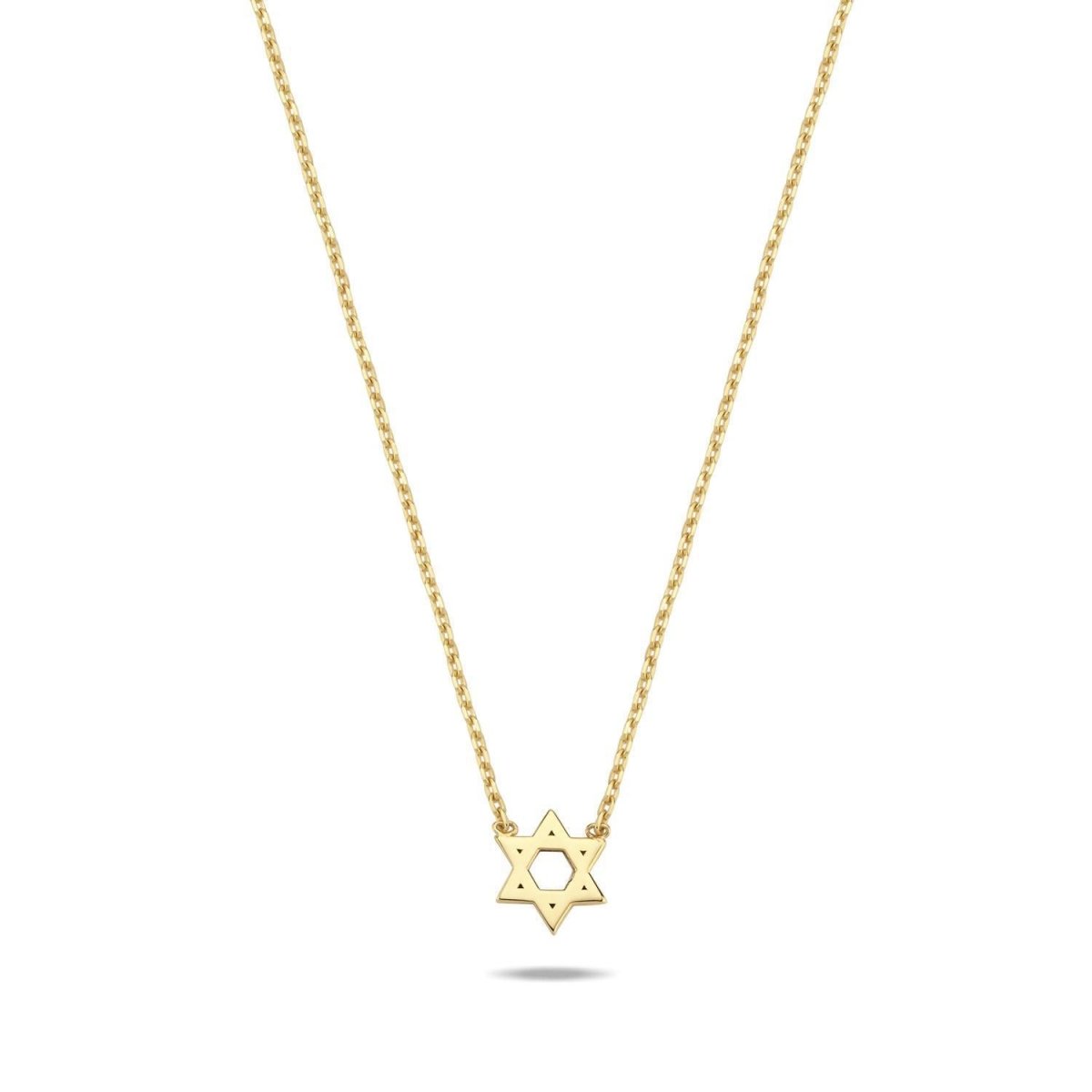 Tiny Gold Star of David Necklace in 14k Yellow Gold