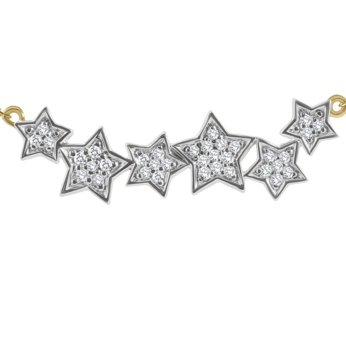 6 Diamond Stars in 14k Gold on a Necklace