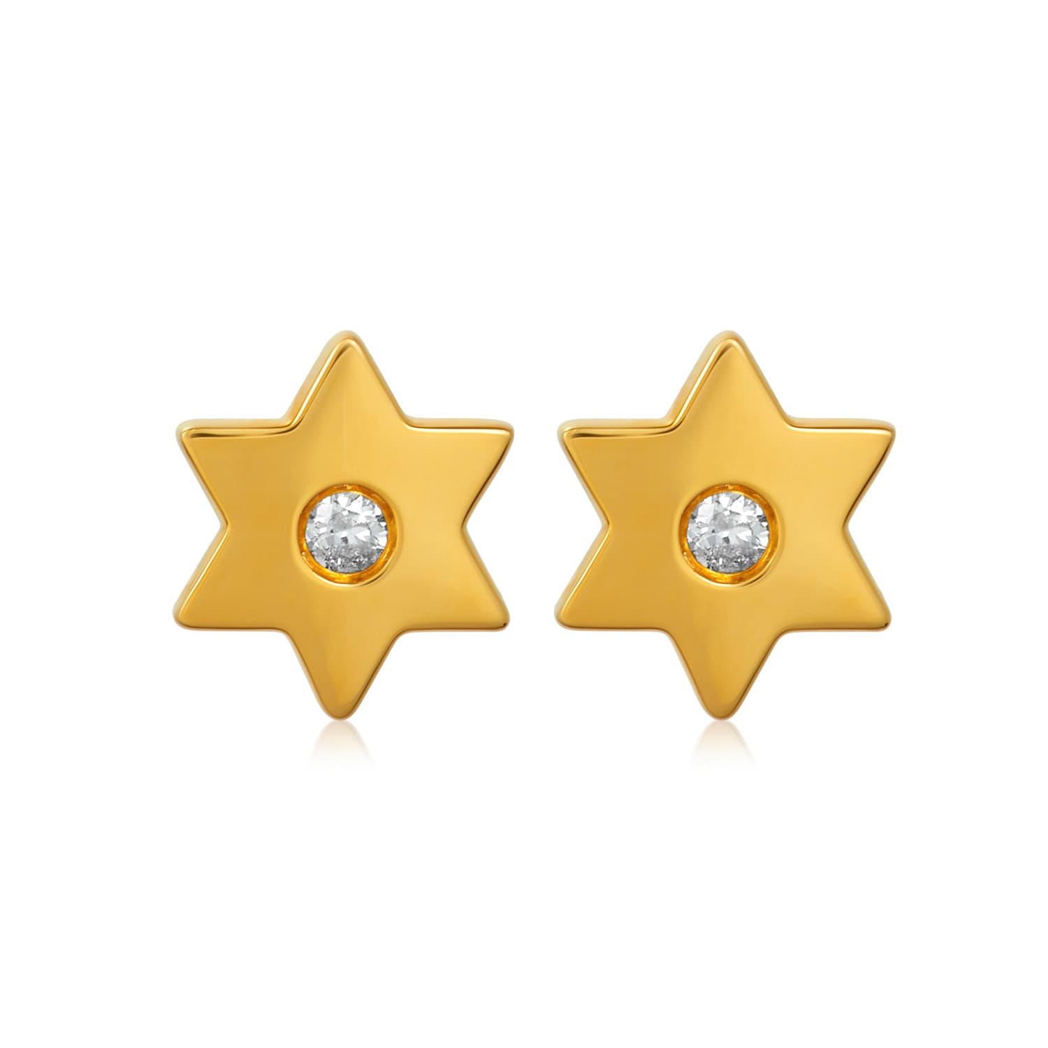 Jewish Star Earrings in 14k Gold with Diamonds