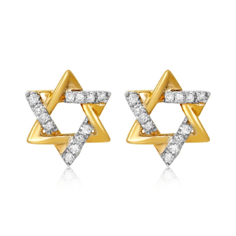 Star Earrings in 14k Gold and Diamonds