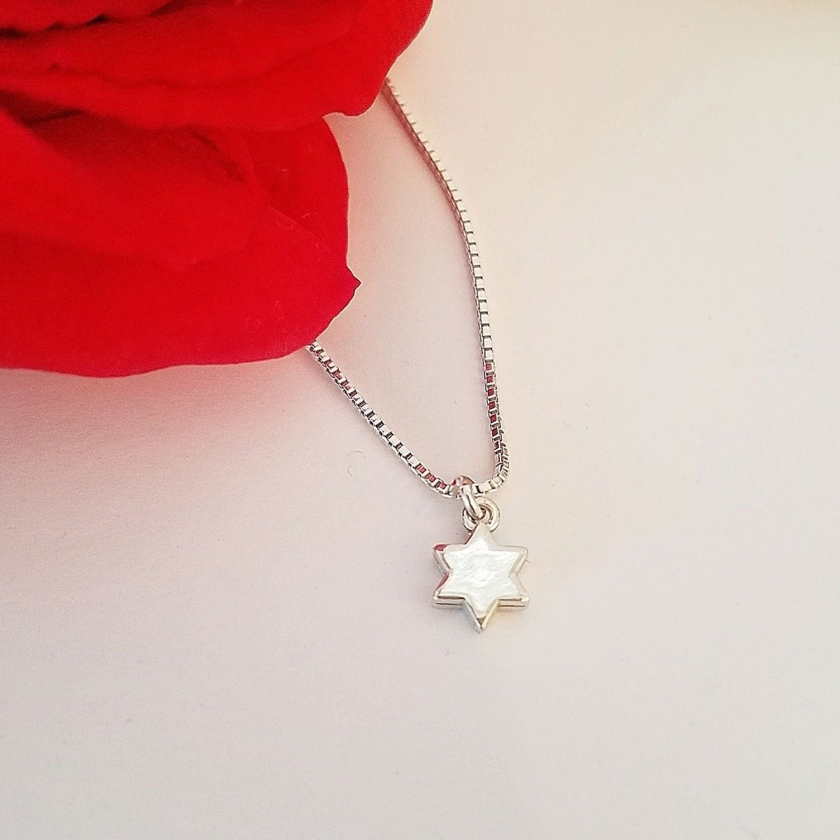 Silver Star of David Necklace | Silver Box Chain