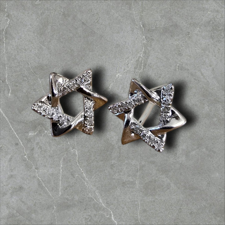 Star Earrings in 14k Gold and Diamonds