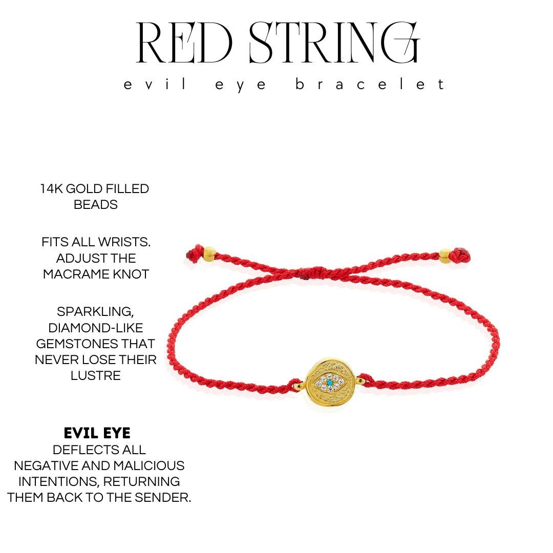 Good Luck Thin Red Cord 14K Gold Filled Beads Bracelet, Positive Energy, Tiny Red Thread Bracelet, Protection Bracelet, Red String Bracelet, Tiny