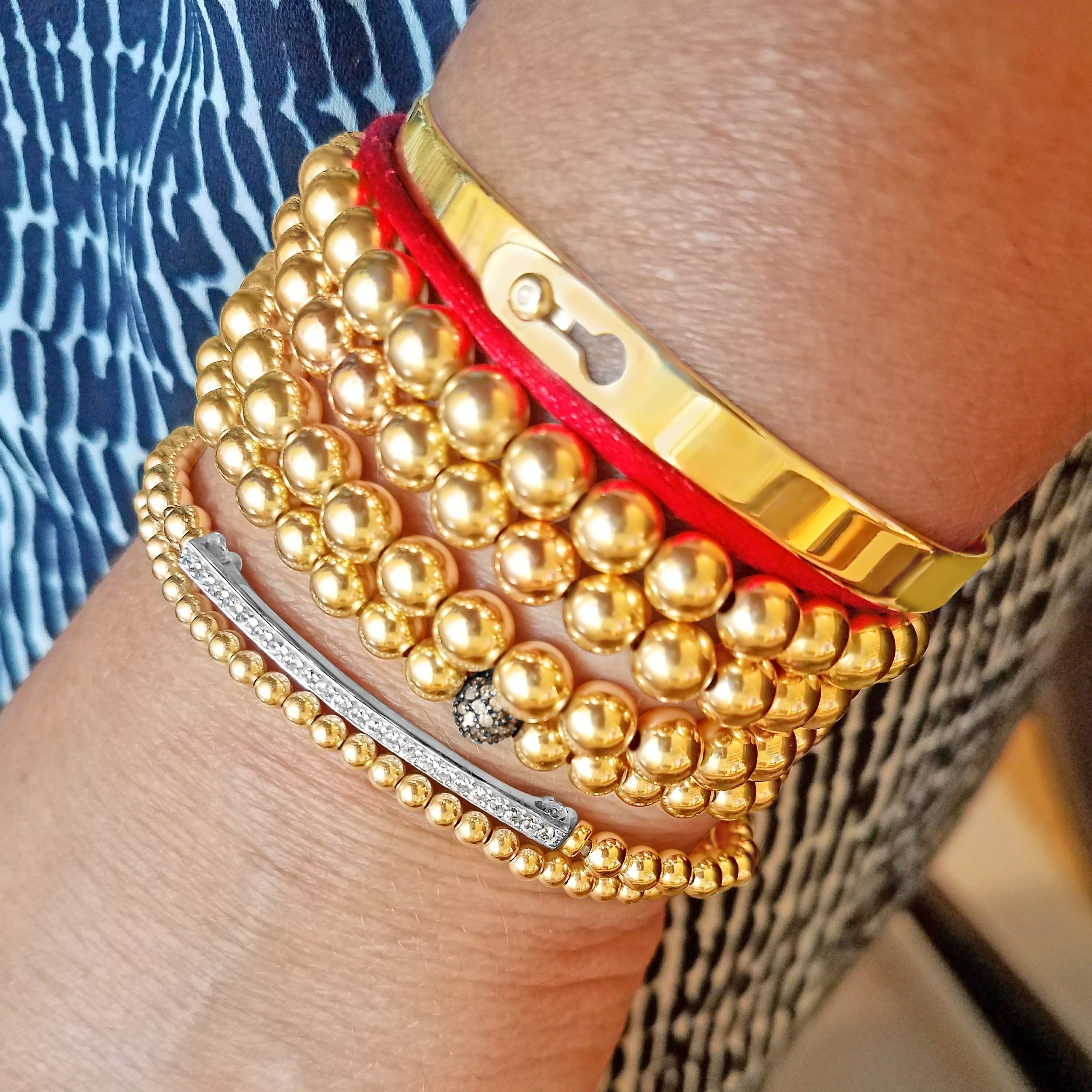 Real gold bead bracelet hotsell