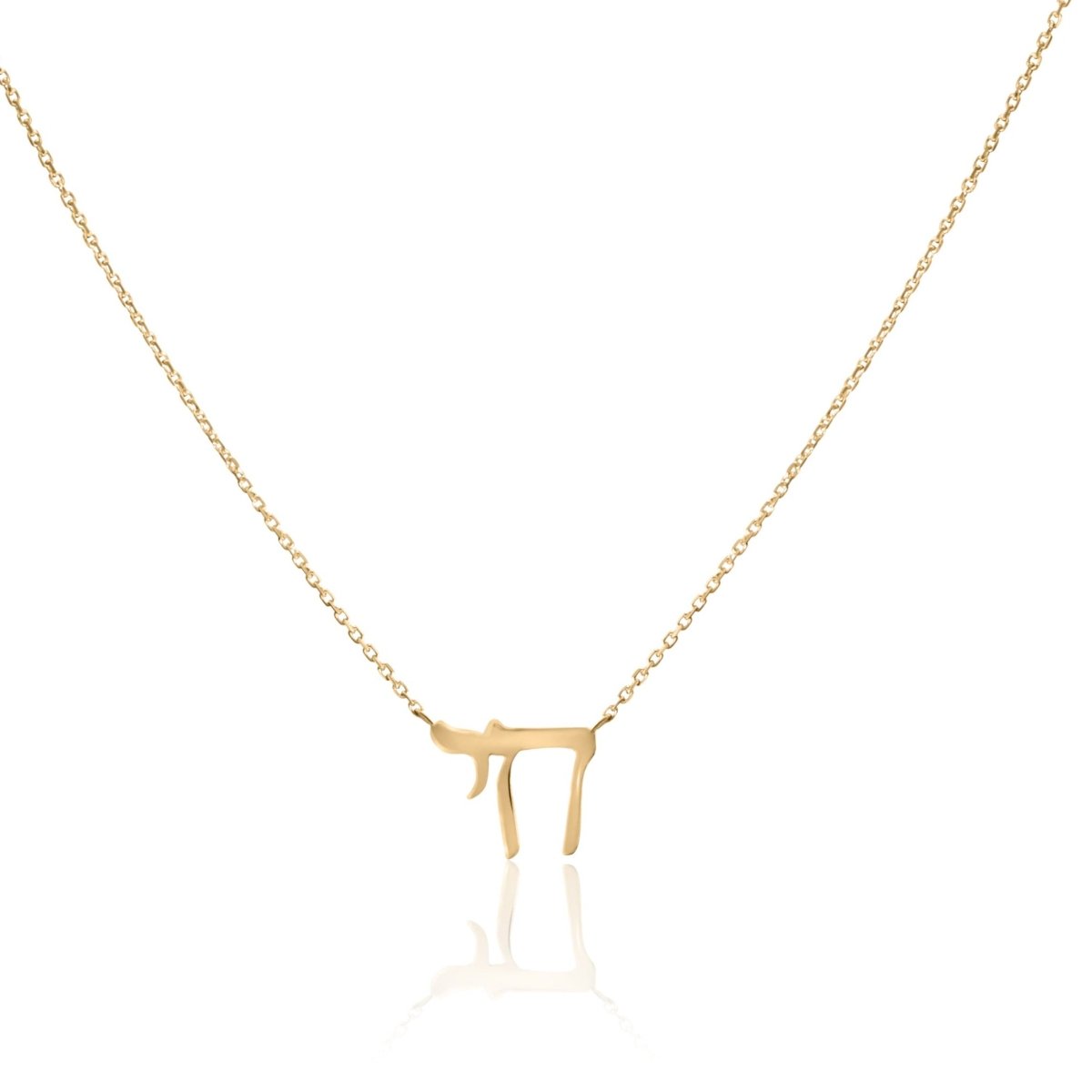 Chai Hebrew Necklace in 14k Gold Adjustable length