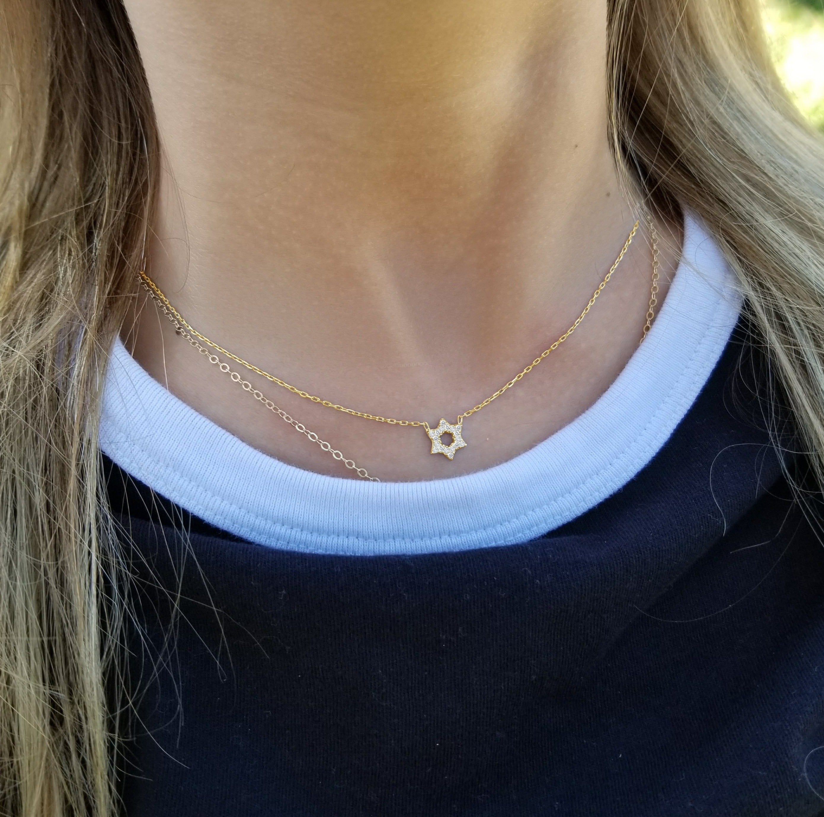 Small jewish star necklace online