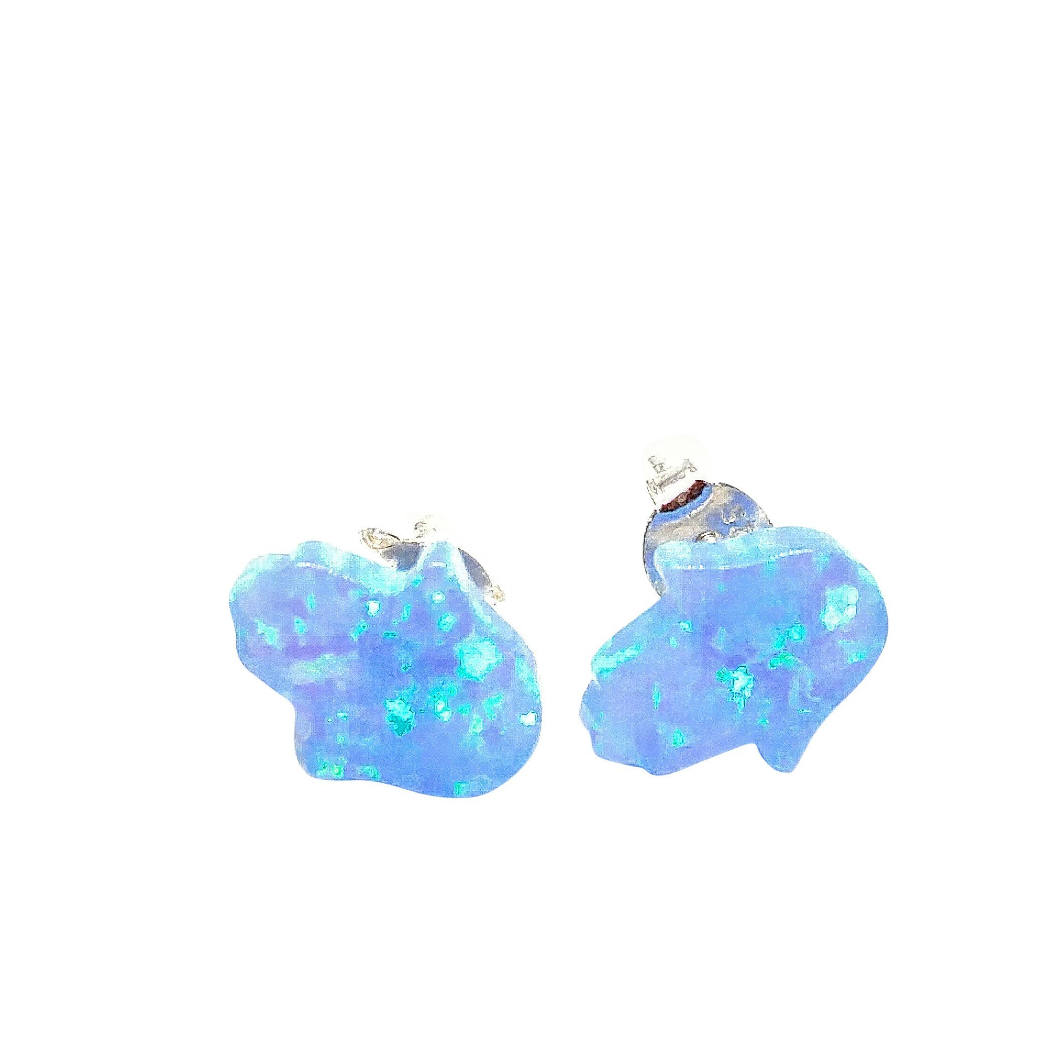 Blue Opal hamsa outlets necklace 6mm faceted stud earrings set