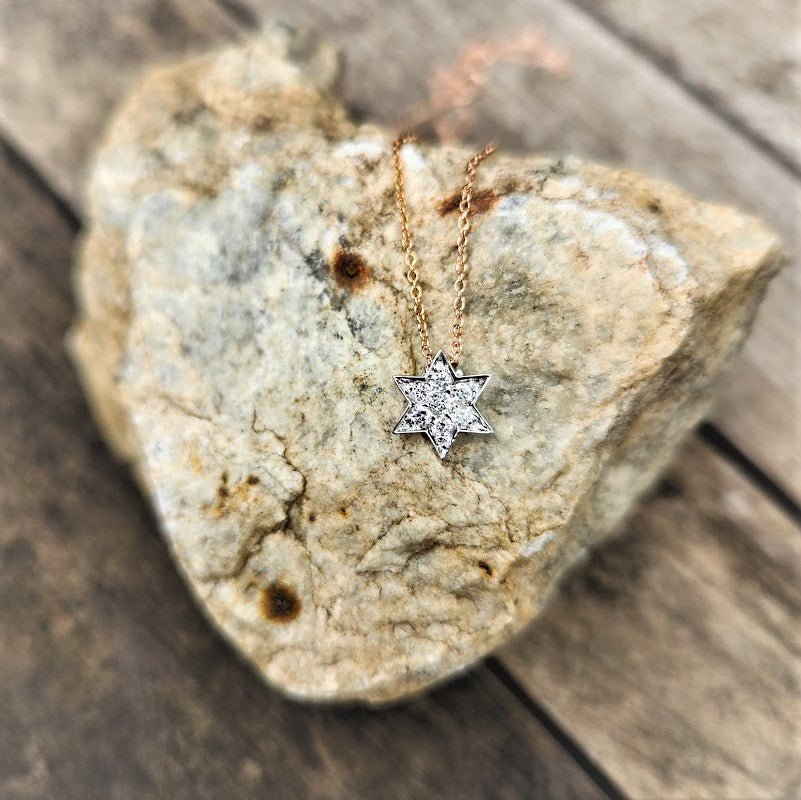 Sapphire and Diamond Jewish Star Necklace