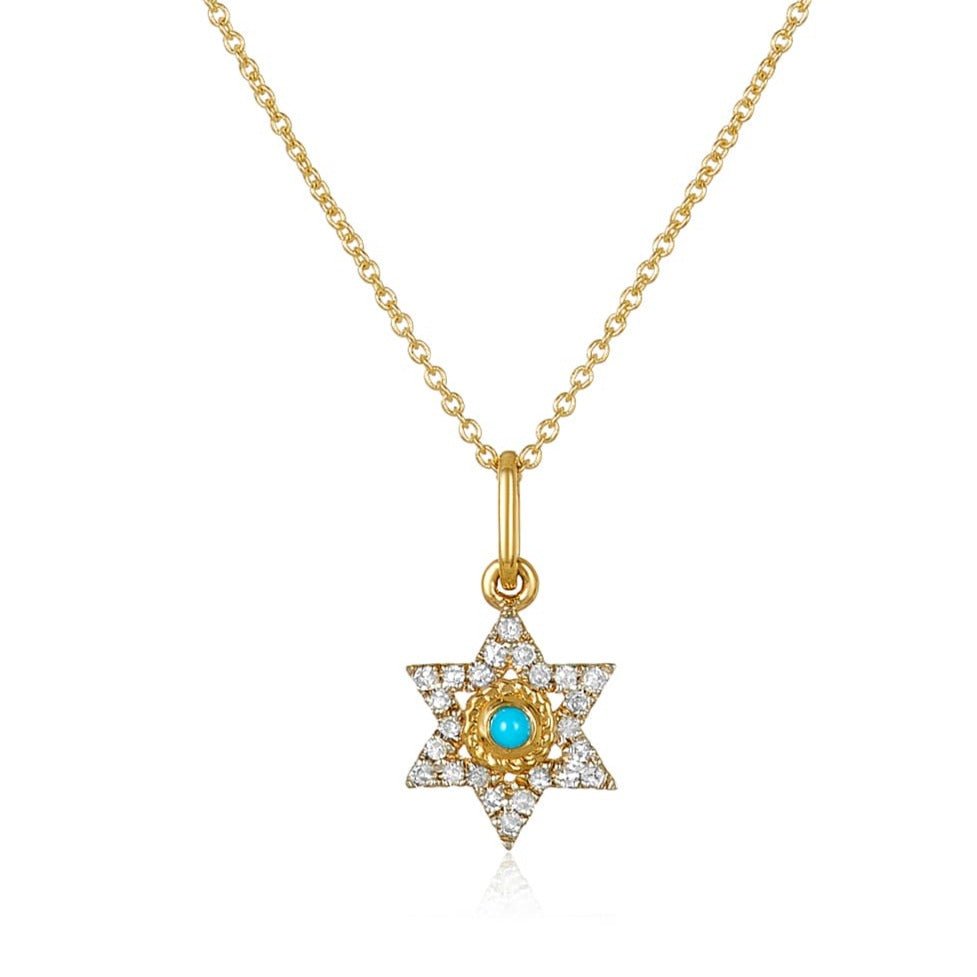 Nautical Stars selling Pendant 14k Yellow Gold Blue White Glass Celestial