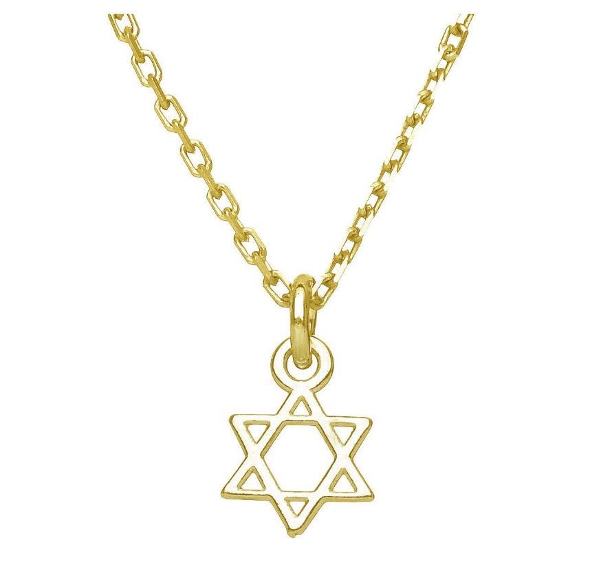 Amazon.com: Solid 10k Yellow Gold Traditional Jewish Star of David Charm Pendant  Necklace (Medium), 16